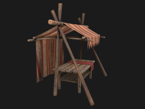 Market Stalls Red Tent Model 3D