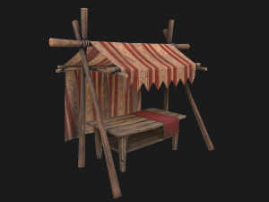 Market Stalls Red Tent Model 3D