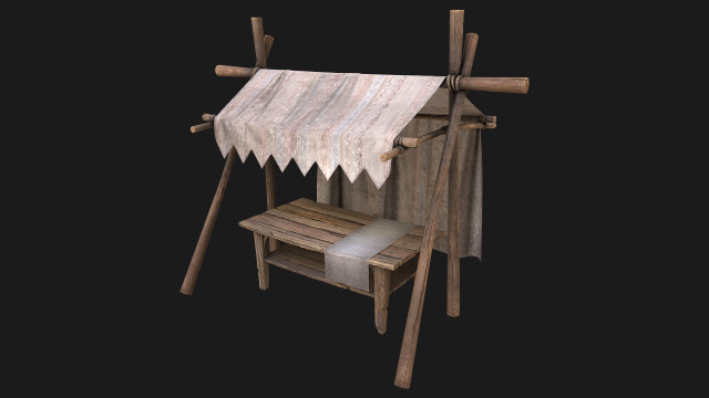 Medieval Market Stalls Tent 3D 模型 .c4d .max .obj .3ds .fbx .stl .blend 