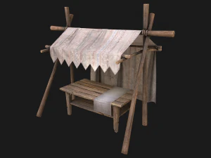 Середньовічний ринок кіоски намет 3D Модель