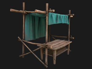 Market Stalls Blue Tent Modèle 3D