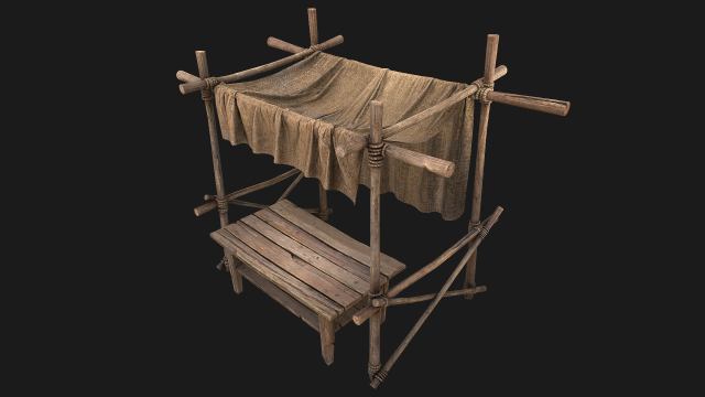Market Stalls Tent Brown 3D 模型 .c4d .max .obj .3ds .fbx .stl .blend 
