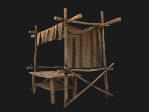 Market Stalls Tent Brown 3D 模型