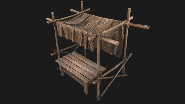 Market Stalls Brown Tent 3D Model .c4d .max .obj .3ds .fbx .stl .blend 