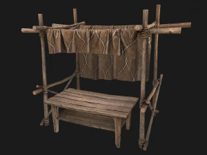 Market Stalls Brown Tent 3D Model