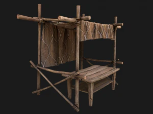 Market Stalls Brown Tent 3D Model