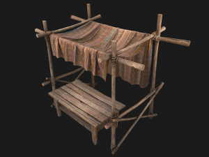 Market Stall Tent Brown Lines 3D Model