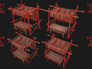 Market Stall Tent Brown Lines 3D Модель