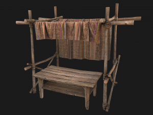 Market Stall Tent Brown Lines 3D Модель