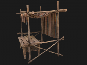 Market Stall Tent Brown Lines 3D Модель