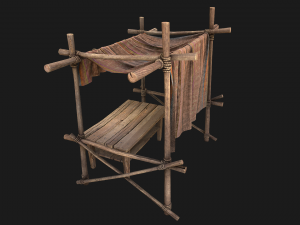 Market Stall Tent Brown Lines 3D Модель