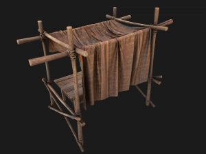 Market Stall Tent Brown Lines 3D Модель