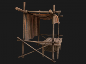 Market Stall Tent Brown Lines 3D Модель
