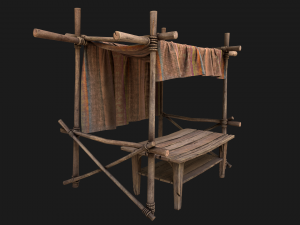 Market Stall Tent Brown Lines 3D Модель