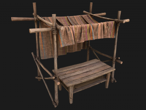 Market Stall Tent Brown Lines 3D Модель