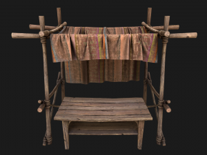 Market Stall Tent Brown Lines 3D Модель