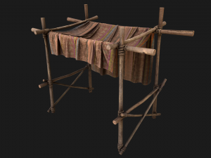 Market Stall Tent Brown Lines 3D Модель