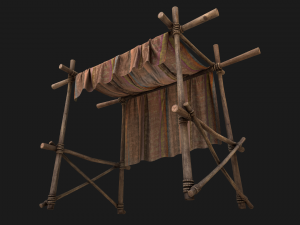 Market Stall Tent Brown Lines 3D Модель