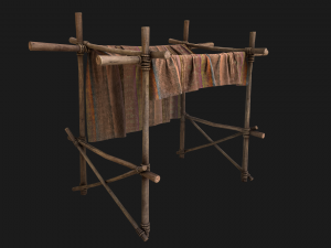 Market Stall Tent Brown Lines 3D Модель