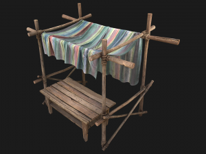 Market Stall Colored Lines Tent 3D Model
