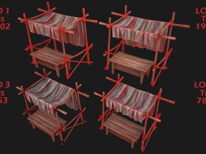 Market Stall Colored Lines Tent Modèle 3D