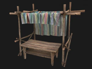 Market Stall Colored Lines Tent 3D Model