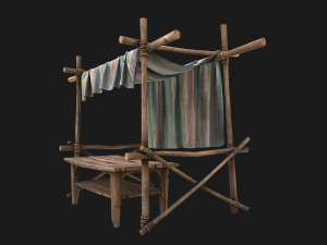 Market Stall Colored Lines Tent Modèle 3D