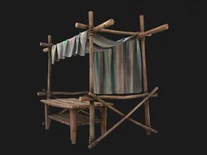 Market Stall Colored Lines Tent 3D Model