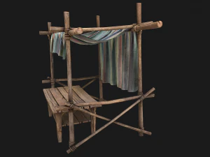 Market Stall Colored Lines Tent 3D Model