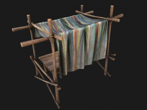 Market Stall Colored Lines Tent Modèle 3D