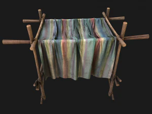 Market Stall Colored Lines Tent 3D Model