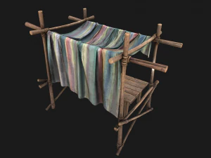 Market Stall Colored Lines Tent 3D Model