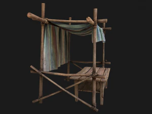 Market Stall Colored Lines Tent 3D Model