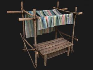 Market Stall Colored Lines Tent 3D Model