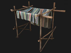 Market Stall Colored Lines Tent 3D Model