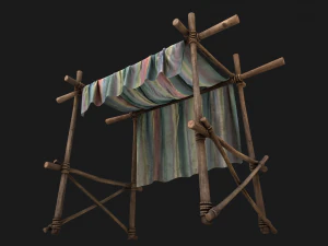 Market Stall Colored Lines Tent 3D Model