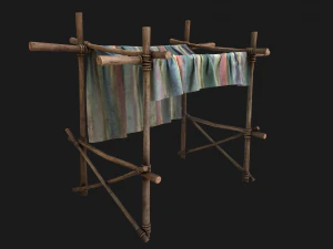 Market Stall Colored Lines Tent 3D Model