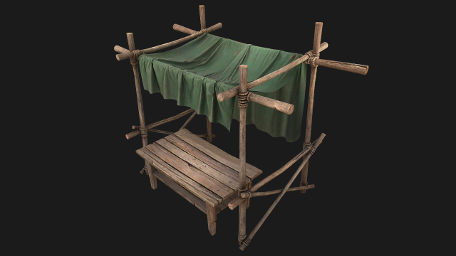 Market Stalls Military Tent 3D Модель .c4d .max .obj .3ds .fbx .stl .blend 