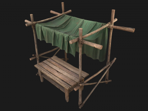 Market Stalls Military Tent 3D Model
