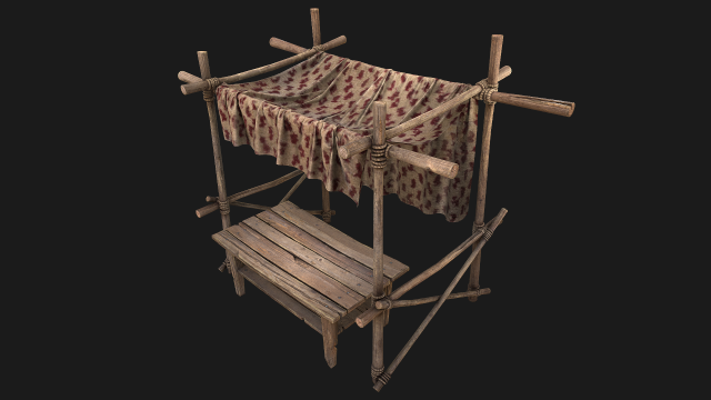 Market Red Stall 3D Model .c4d .max .obj .3ds .fbx .stl .blend 
