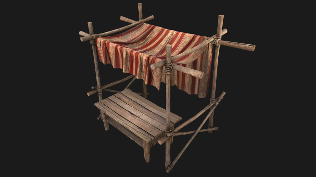 Market Stall Red Tent 3D Model .c4d .max .obj .3ds .fbx .stl .blend 