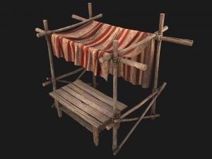 Market Stall Red Tent 3D Model