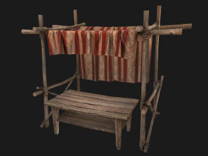 Рыночный прилавок Красная палатка 3D Модель