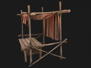 Market Stall Red Tent 3D Model