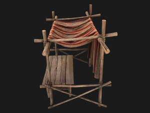 Рыночный прилавок Красная палатка 3D Модель