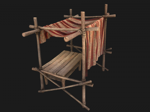 Market Stall Red Tent 3D Model
