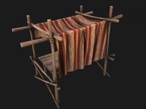 Market Stall Red Tent 3D Model