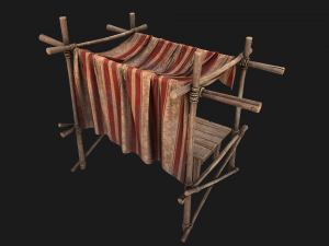 Market Stall Red Tent 3D Model