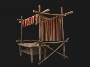 Market Stall Red Tent 3D Model