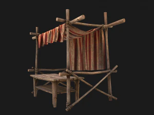 Рыночный прилавок Красная палатка 3D Модель